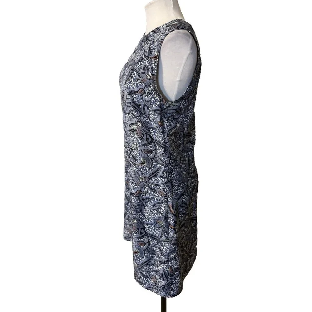 Tory Burch Dress SILK Sheath 8 Blue White Orange Sleeveless Career Church